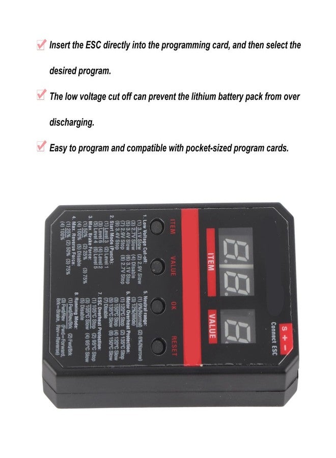ديلوي بطاقة برمجة Dilwe RC LED لوحدة التحكم الإلكترونية Rocket V2 ESC بقدرات 45 أمبير، 60 أمبير، 80 أمبير، 120 أمبير، و150 أمبير، بدون فرش. - Image 4